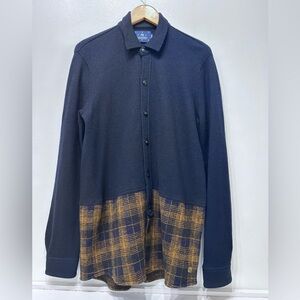 Scotch & Soda Amsterdam Couture Mens Navy Shacket Wool Knit Long Sweater Size L